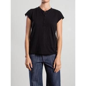 NEW PHARAOH sal henley in supima slub top in black